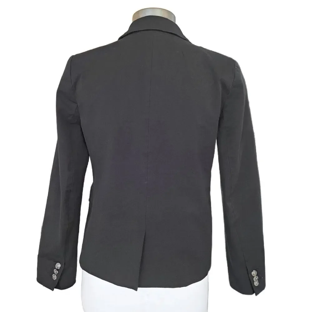 J CREW Black Cotton-blend Two-button Blazer Size 6 Jacket